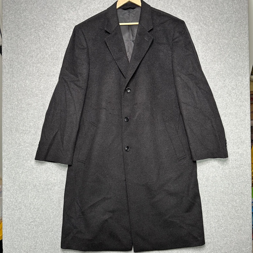BARONI Pure‎ Cashmere Charcoal Full Length Overcoat Mens 46R NEW